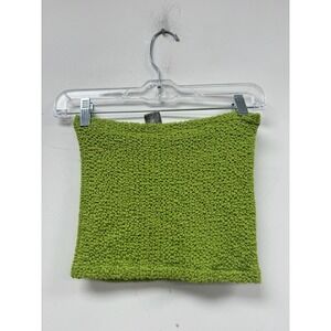VTG No Boundaries Tube Top Womens One Size Green Knit Strapless Cropped Juniors